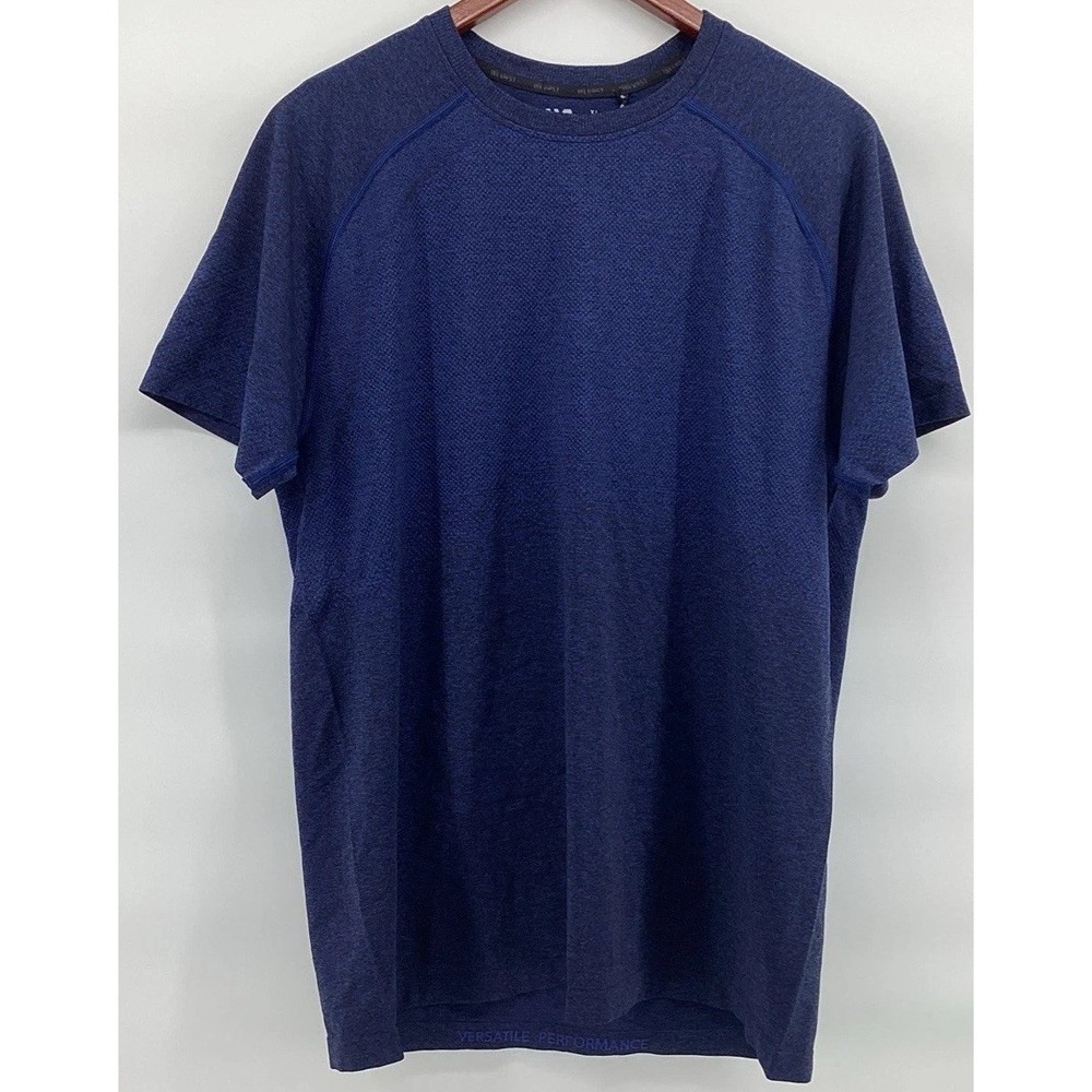VRST Men's SS Circuit Seamless Top  Space Dye Blue/Black